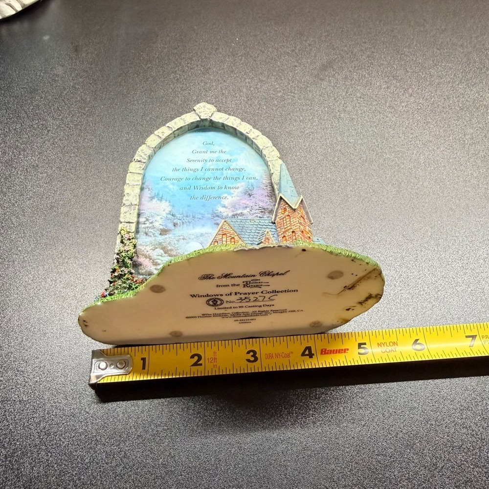 Thomas Kinkade Windows of Prayer Collection The Mountain Chapel Table Decor 2003 - Picture 8 of 8